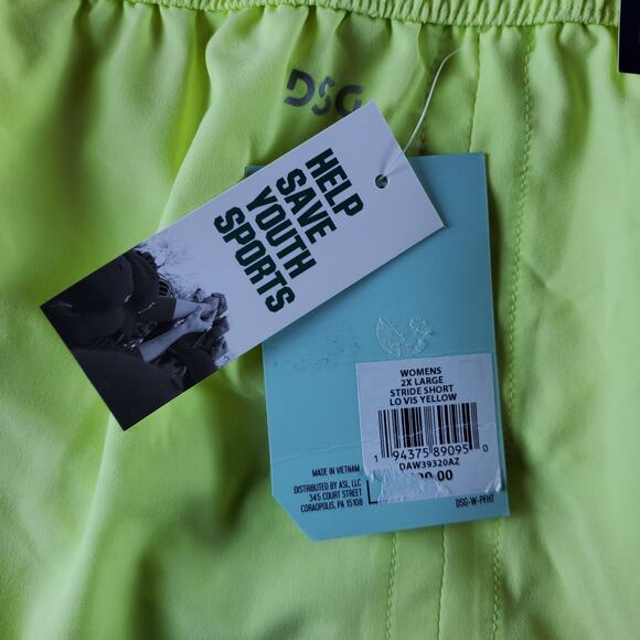 DSG Womens Size 2XL Mid Rise Running Shorts Lo Vis Yellow 3in Inseam Lined New - Picture 6 of 7
